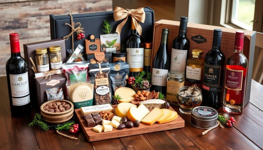 Gourmet gift sets with edible treats and food and drink pairing